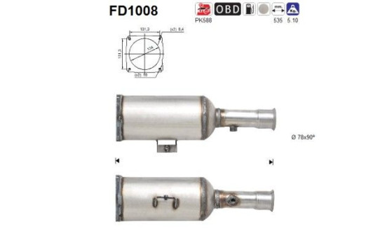 Soot/Particulate Filter, exhaust system FD1008 AS
