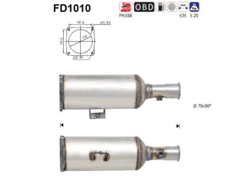 Soot/Particulate Filter, exhaust system FD1010 AS