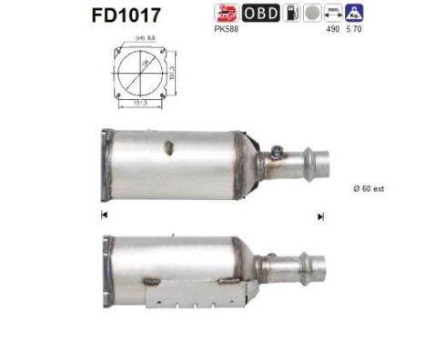 Soot/Particulate Filter, exhaust system FD1017 AS