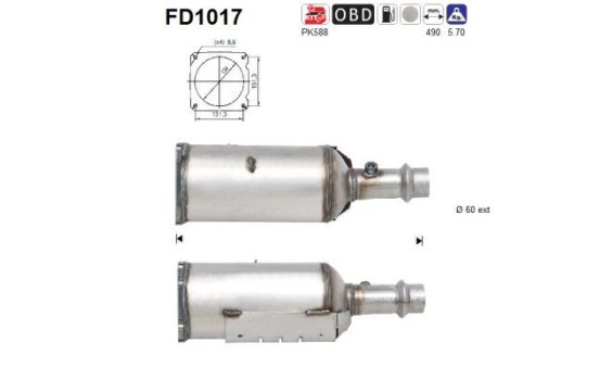 Soot/Particulate Filter, exhaust system FD1017 AS