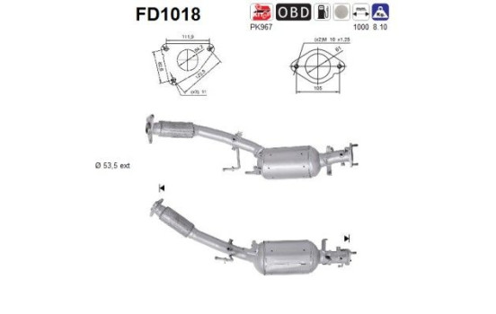 Soot/Particulate Filter, exhaust system FD1018 AS