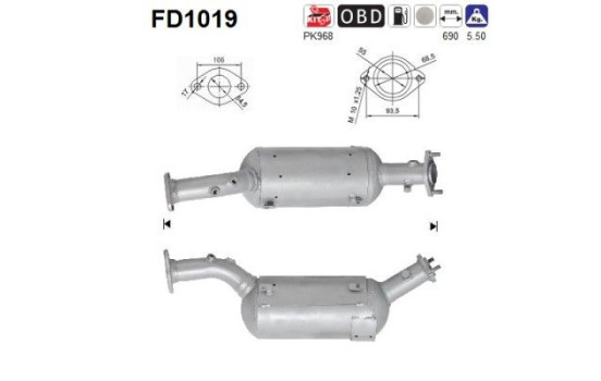 Soot/Particulate Filter, exhaust system FD1019 AS
