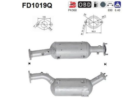 Soot/Particulate Filter, exhaust system FD1019Q AS