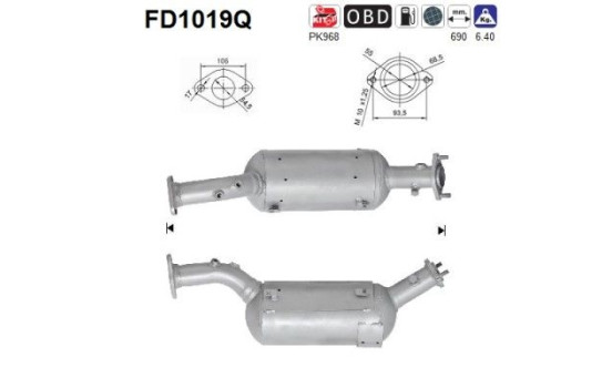Soot/Particulate Filter, exhaust system FD1019Q AS