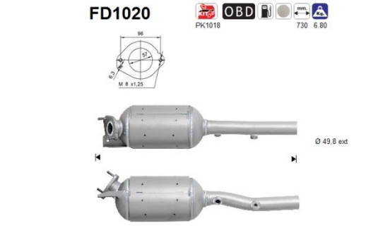 Soot/Particulate Filter, exhaust system FD1020 AS