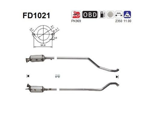 Soot/Particulate Filter, exhaust system FD1021 AS