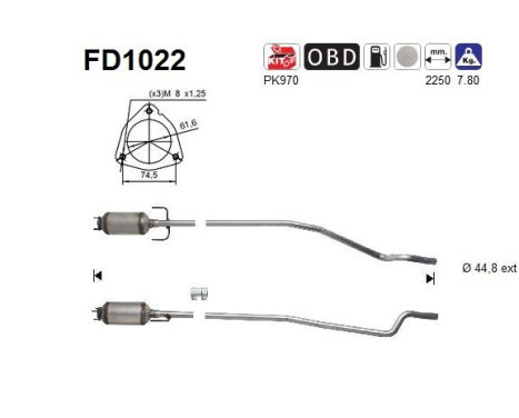 Soot/Particulate Filter, exhaust system FD1022 AS