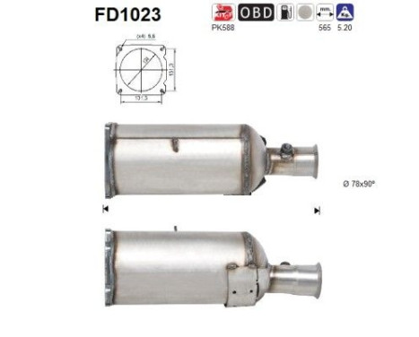 Soot/Particulate Filter, exhaust system FD1023 AS