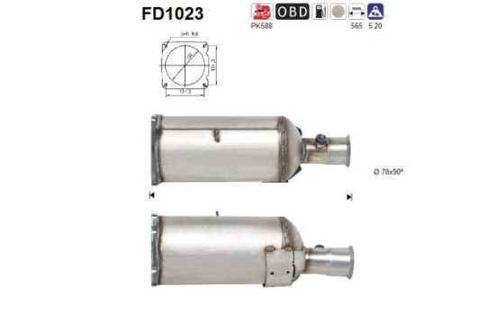 Soot/Particulate Filter, exhaust system FD1023 AS