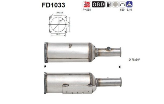 Soot/Particulate Filter, exhaust system FD1033 AS