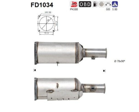 Soot/Particulate Filter, exhaust system FD1034 AS