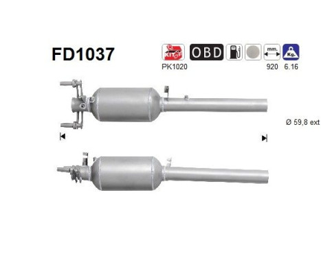 Soot/Particulate Filter, exhaust system FD1037 AS