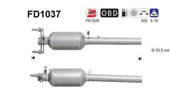 Soot/Particulate Filter, exhaust system FD1037 AS