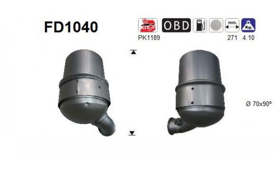 Soot/Particulate Filter, exhaust system FD1040 AS