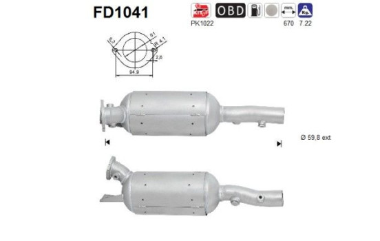 Soot/Particulate Filter, exhaust system FD1041 AS