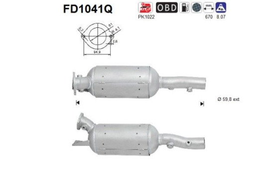 Soot/Particulate Filter, exhaust system FD1041Q AS