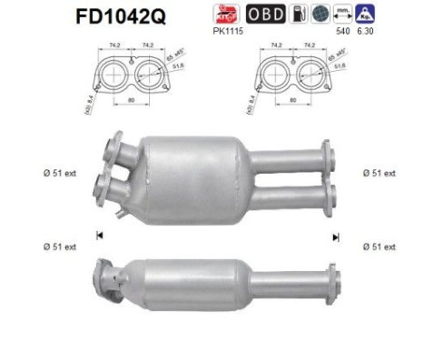 Soot/Particulate Filter, exhaust system FD1042Q AS