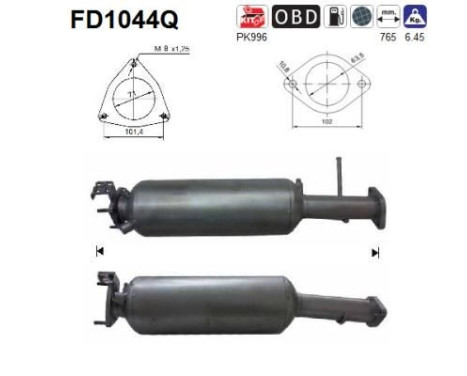 Soot/Particulate Filter, exhaust system FD1044Q AS