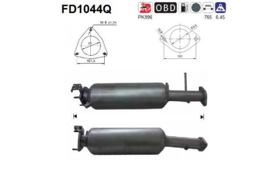 Soot/Particulate Filter, exhaust system FD1044Q AS