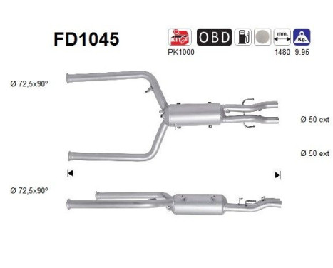 Soot/Particulate Filter, exhaust system FD1045 AS