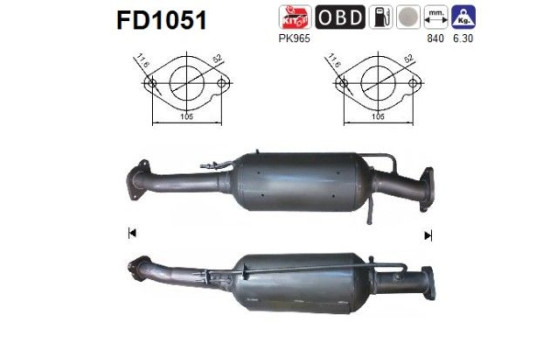 Soot/Particulate Filter, exhaust system FD1051 AS