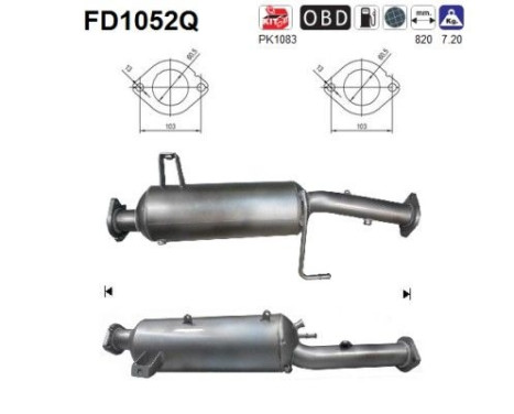 Soot/Particulate Filter, exhaust system FD1052Q AS