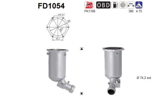 Soot/Particulate Filter, exhaust system FD1054 AS