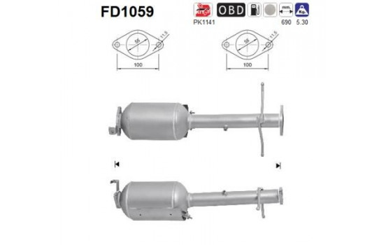 Soot/Particulate Filter, exhaust system FD1059 AS