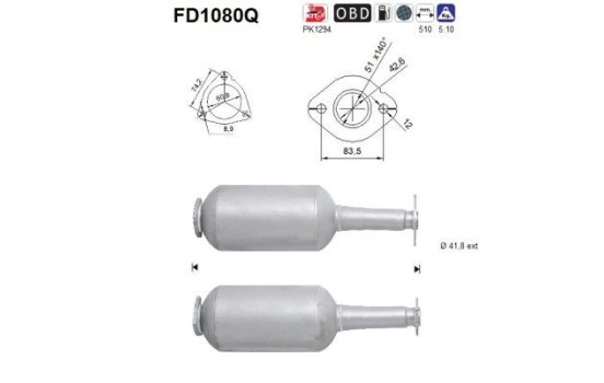 Soot/Particulate Filter, exhaust system FD1080Q AS