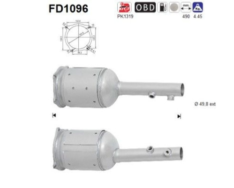 Soot/Particulate Filter, exhaust system FD1096 AS