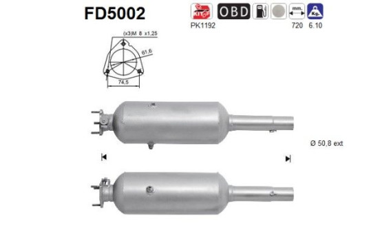 Soot/Particulate Filter, exhaust system FD5002 AS