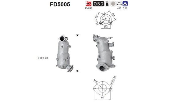 Soot/Particulate Filter, exhaust system FD5005 AS