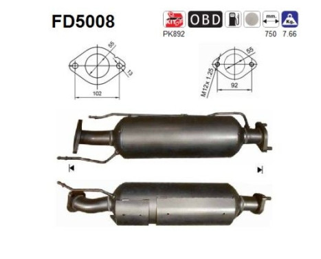 Soot/Particulate Filter, exhaust system FD5008 AS