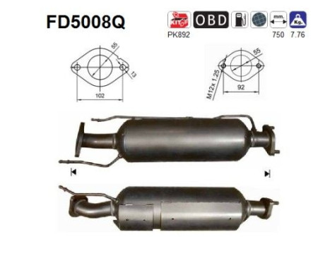 Soot/Particulate Filter, exhaust system FD5008Q AS