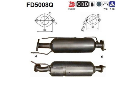 Soot/Particulate Filter, exhaust system FD5008Q AS