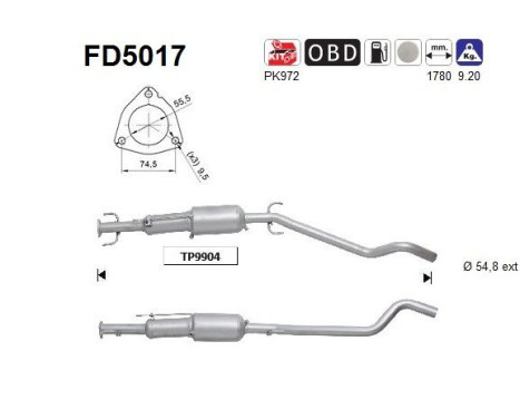 Soot/Particulate Filter, exhaust system FD5017 AS