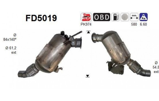 Soot/Particulate Filter, exhaust system FD5019 AS