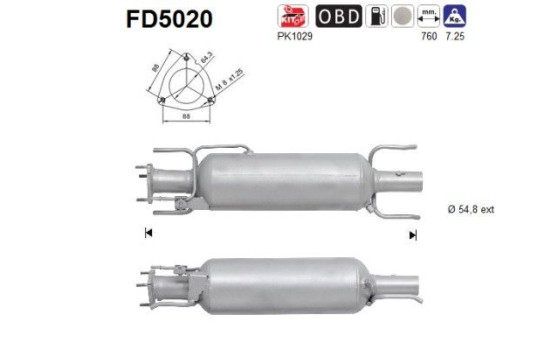 Soot/Particulate Filter, exhaust system FD5020 AS