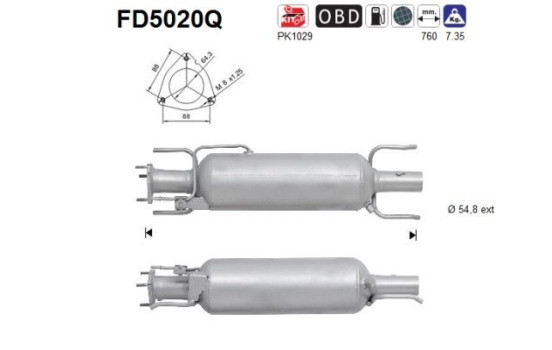 Soot/Particulate Filter, exhaust system FD5020Q AS