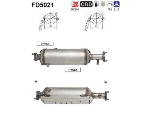 Soot/Particulate Filter, exhaust system FD5021 AS