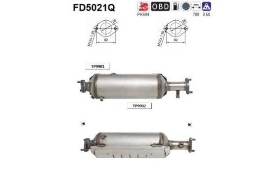 Soot/Particulate Filter, exhaust system FD5021Q AS