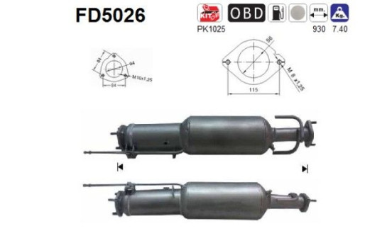 Soot/Particulate Filter, exhaust system FD5026 AS