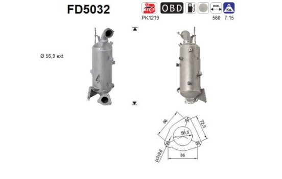 Soot/Particulate Filter, exhaust system FD5032 AS