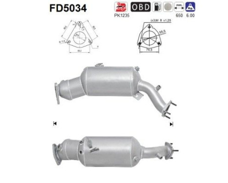 Soot/Particulate Filter, exhaust system FD5034 AS