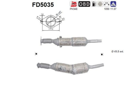 Soot/Particulate Filter, exhaust system FD5035 AS