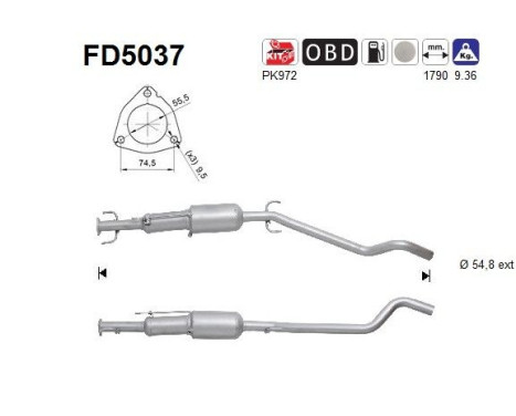 Soot/Particulate Filter, exhaust system FD5037 AS