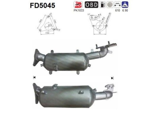 Soot/Particulate Filter, exhaust system FD5045 AS