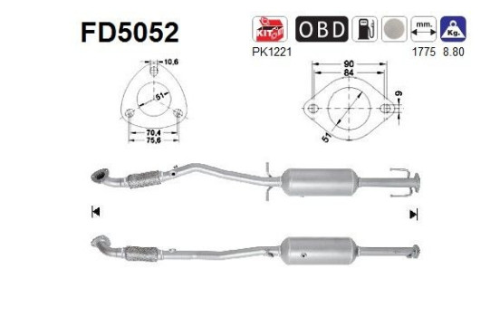 Soot/Particulate Filter, exhaust system FD5052 AS