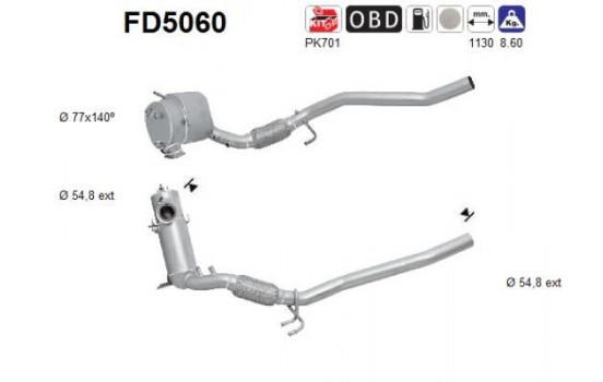 Soot/Particulate Filter, exhaust system FD5060 AS