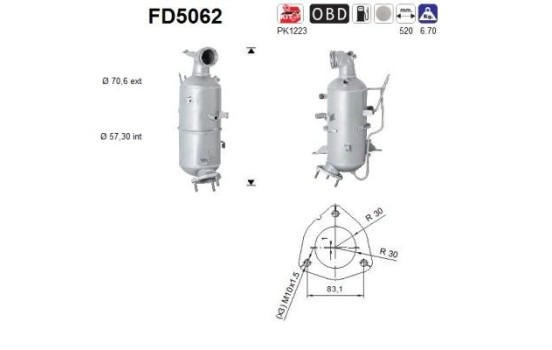 Soot/Particulate Filter, exhaust system FD5062 AS